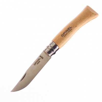 op000693 Opinel N7 Navaja Filo Plano Inoxidable C Bloqueo